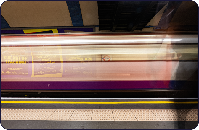 London Underground train passing with motion blur